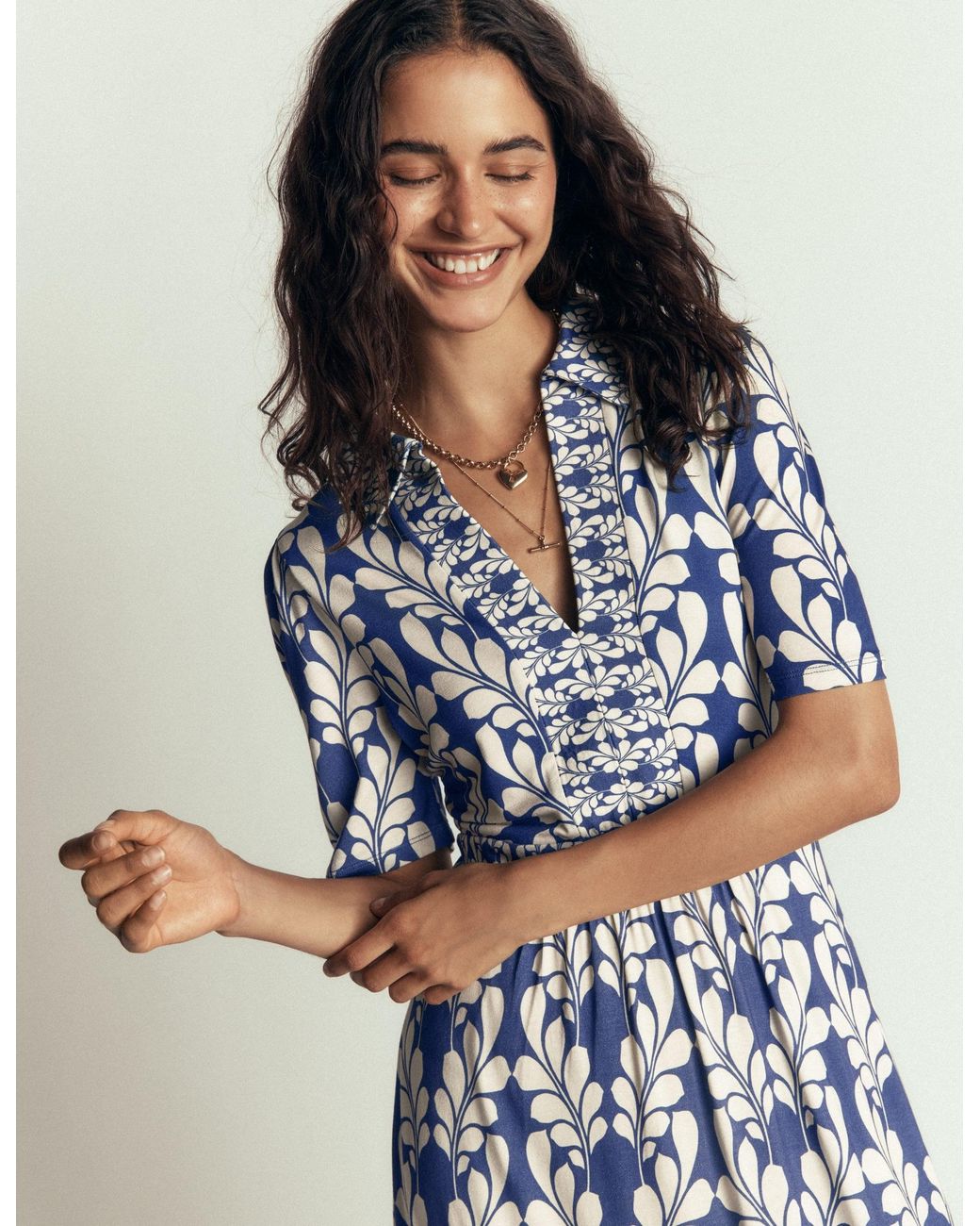 Boden Blue Heidi Jersey Midi Tea Dress