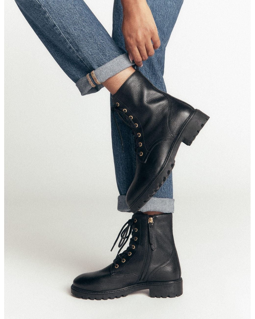 Boden Black Alex Lace Up Ankle Boots