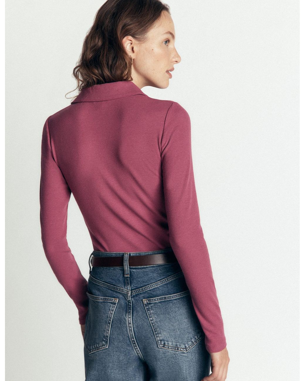 Boden Purple Jersey Velvet Ribbed Shirt