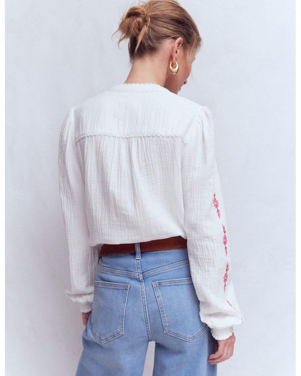 Boden Gray Rhea Trim Doublecloth Top