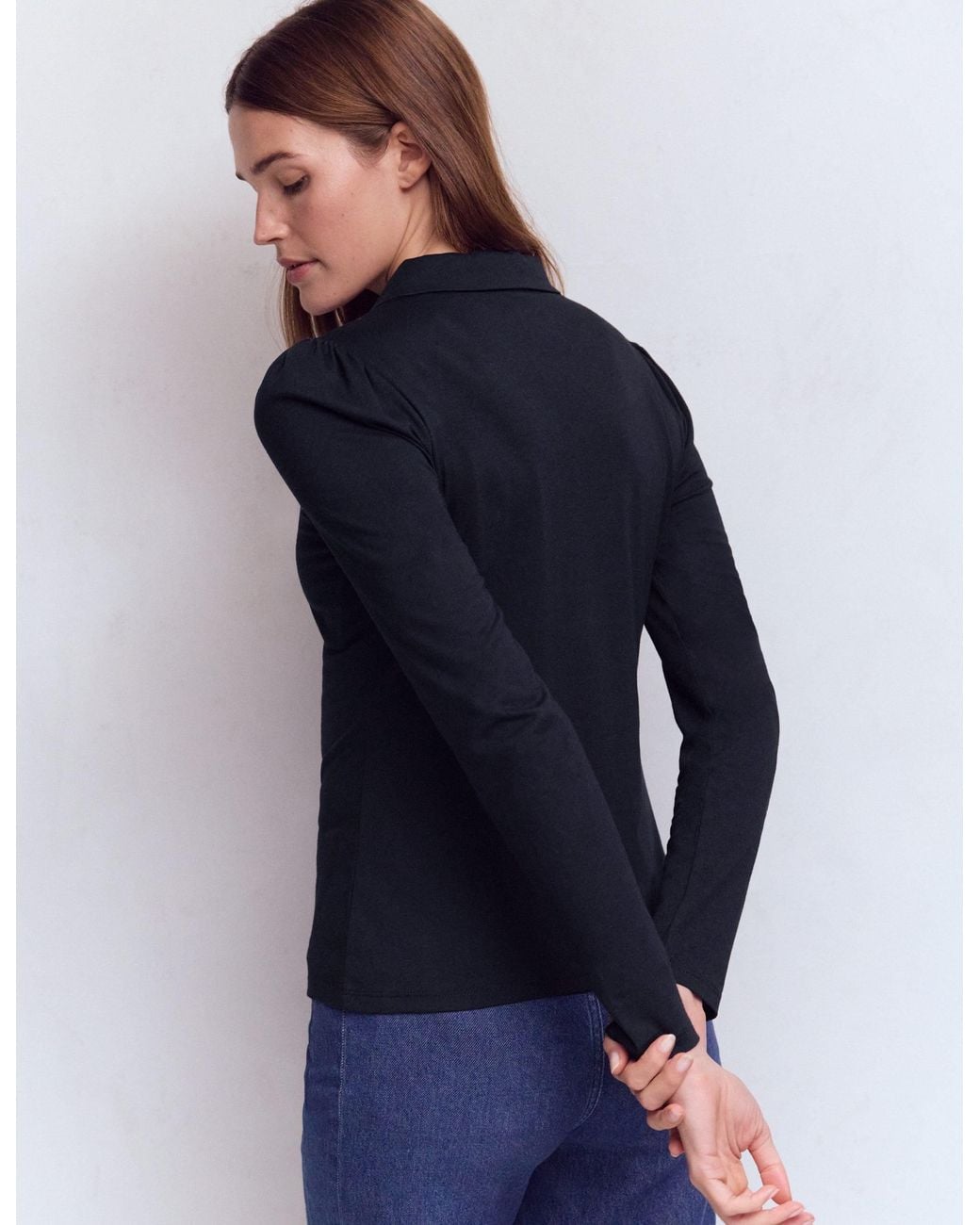 Boden Blue Zip Collar Supersoft Top