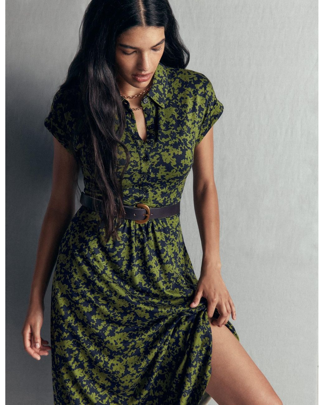Boden Green Fae Jersey Shirt Dress