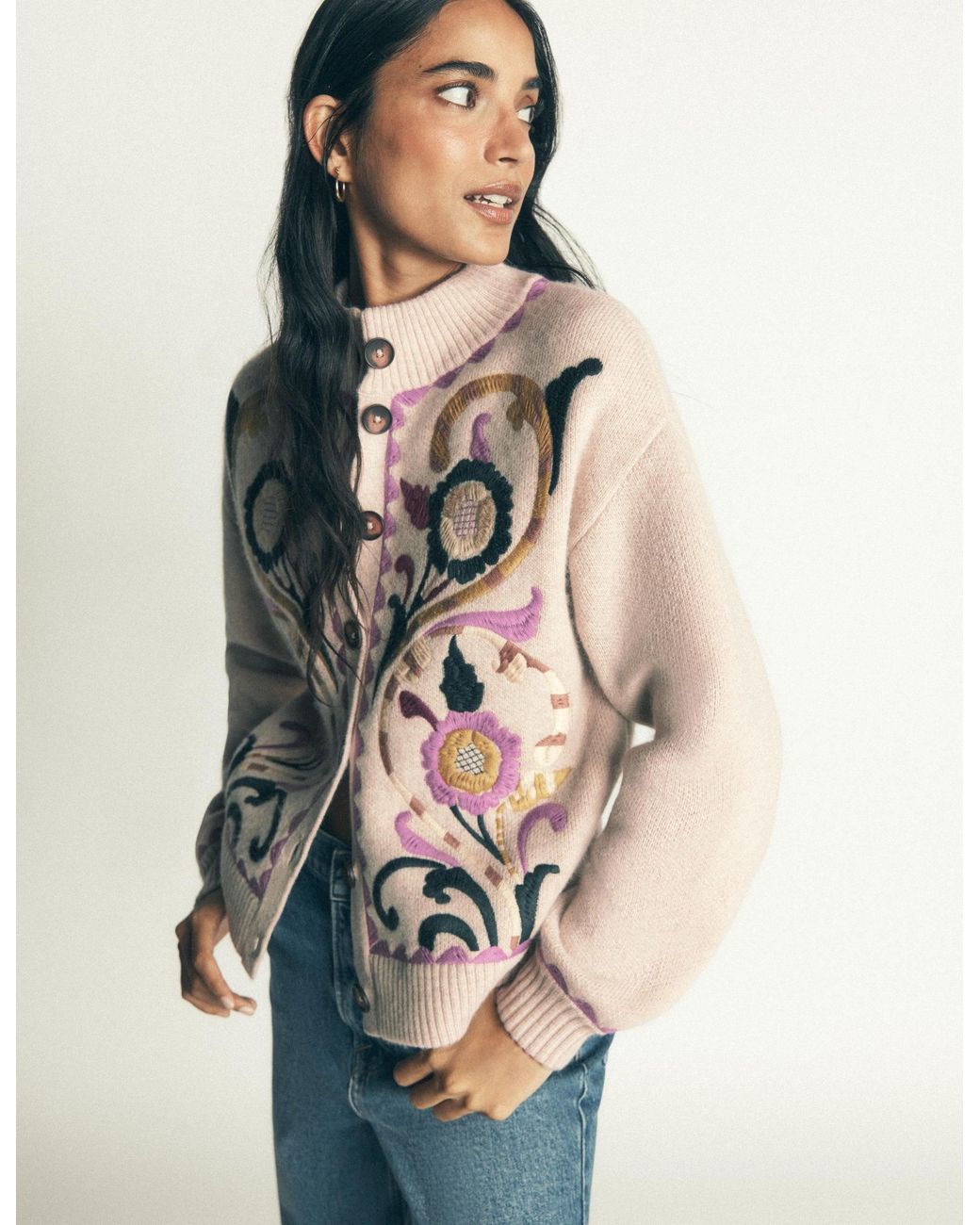 Boden Blue Jemma Jacquard Knit Cardigan