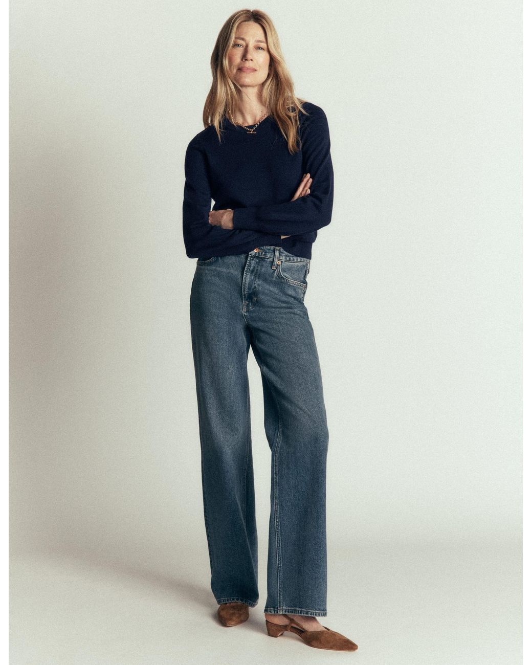 Boden Blue Camilla Cotton Crew Sweater