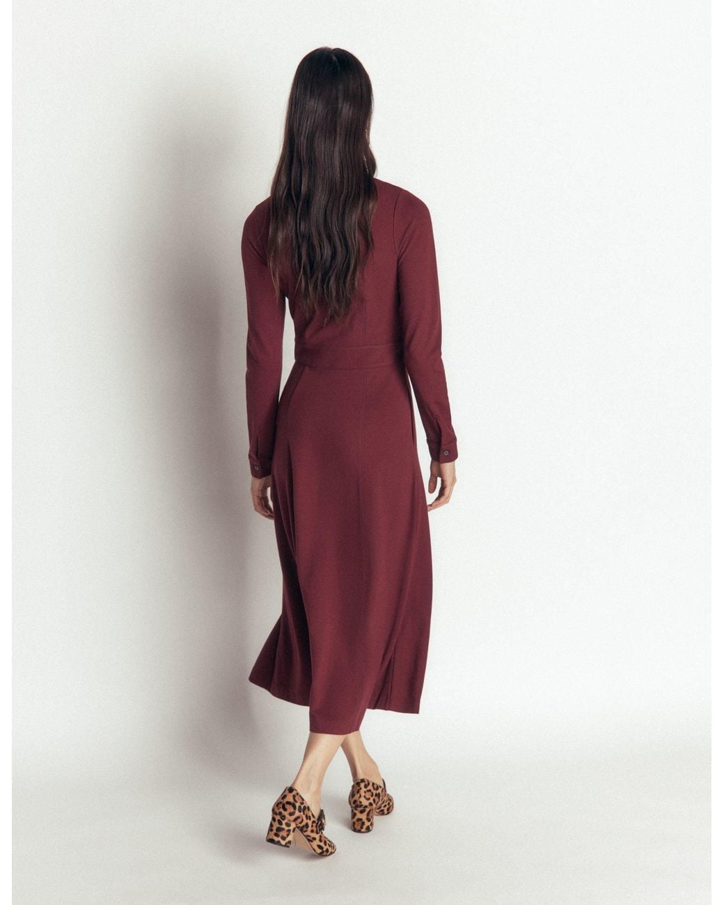 Boden Brown Alex Ponte Contrast Midi Dress