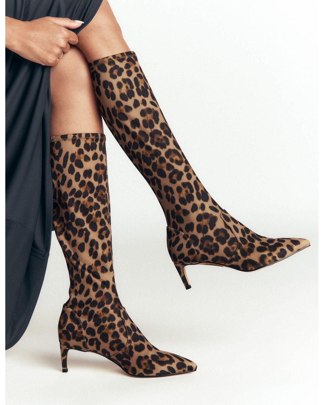 Boden Brown Stretch Kitten Heel Boots