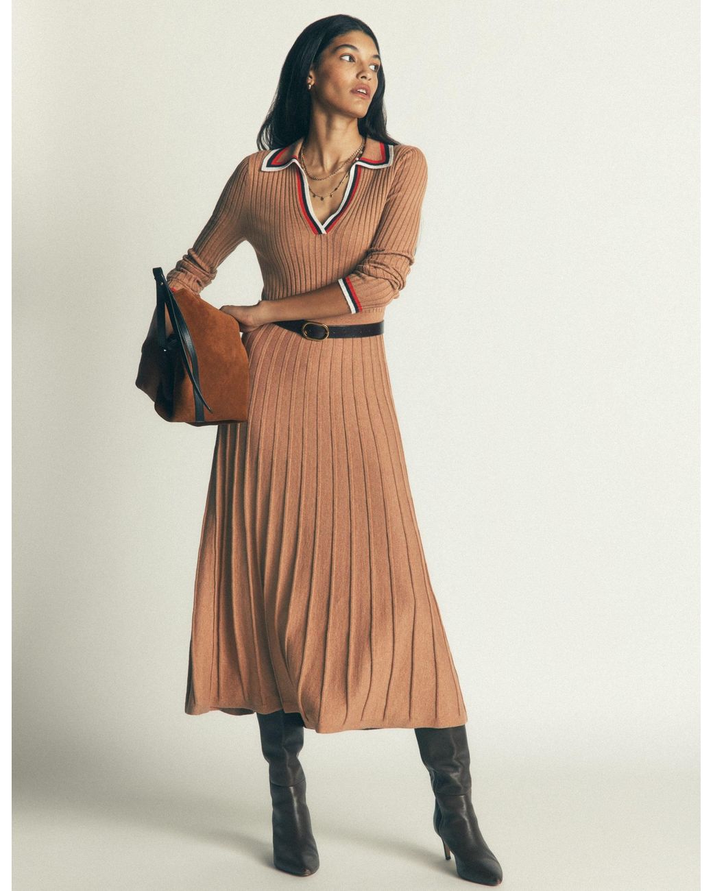 Boden Blue Ribbed Henley Knitted Dress