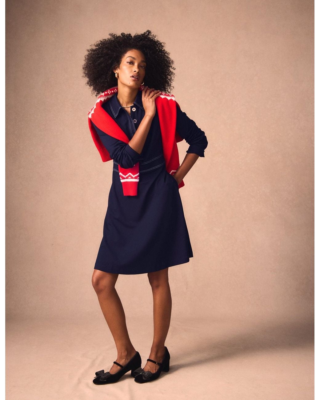Boden Blue Nicolette Long Sleeve Dress
