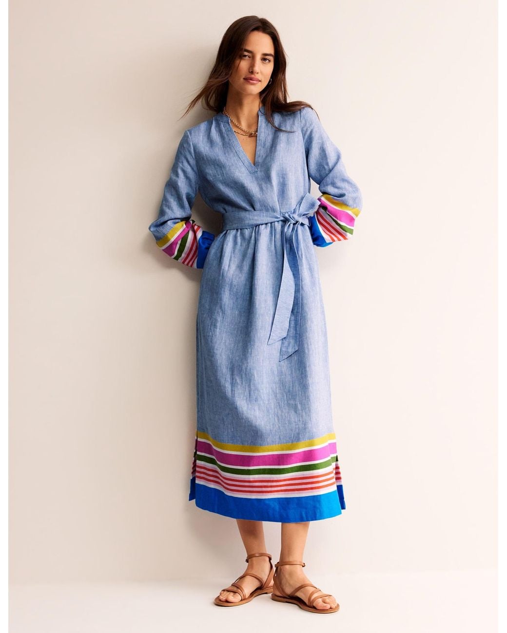 Boden Linen Maxi Notch Neck Dress in Blue | Lyst Boden Linen Maxi Notch Neck Dress in Blue | Lyst