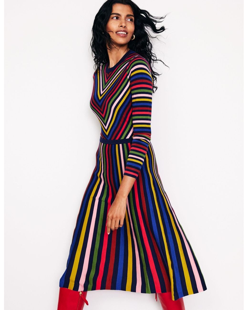 Boden Maria Knitted Midi Dressmultistripe | Lyst UK