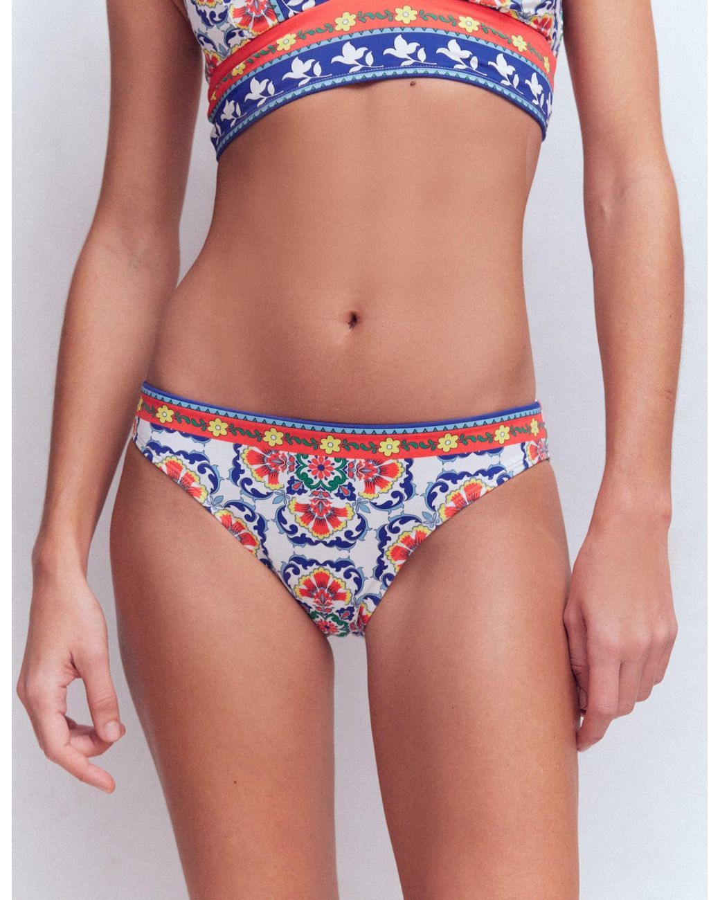 Boden Blue Porto Bikini Bottoms-Multi, Decorative Dandelion