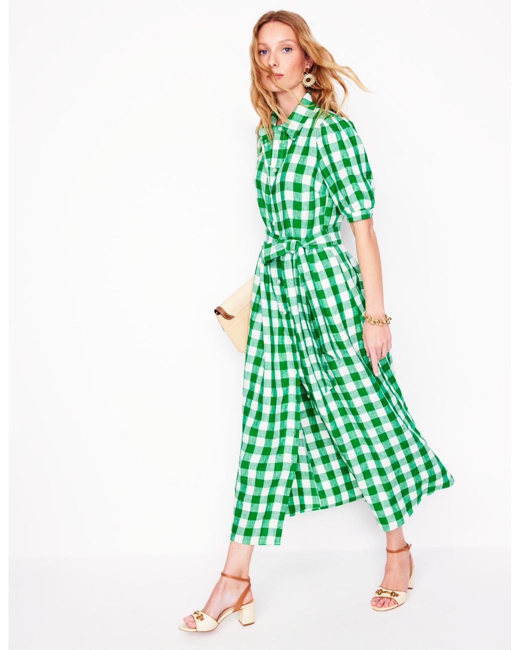 Boden Alexa Linen Maxi Shirt Dress in Green | Lyst
