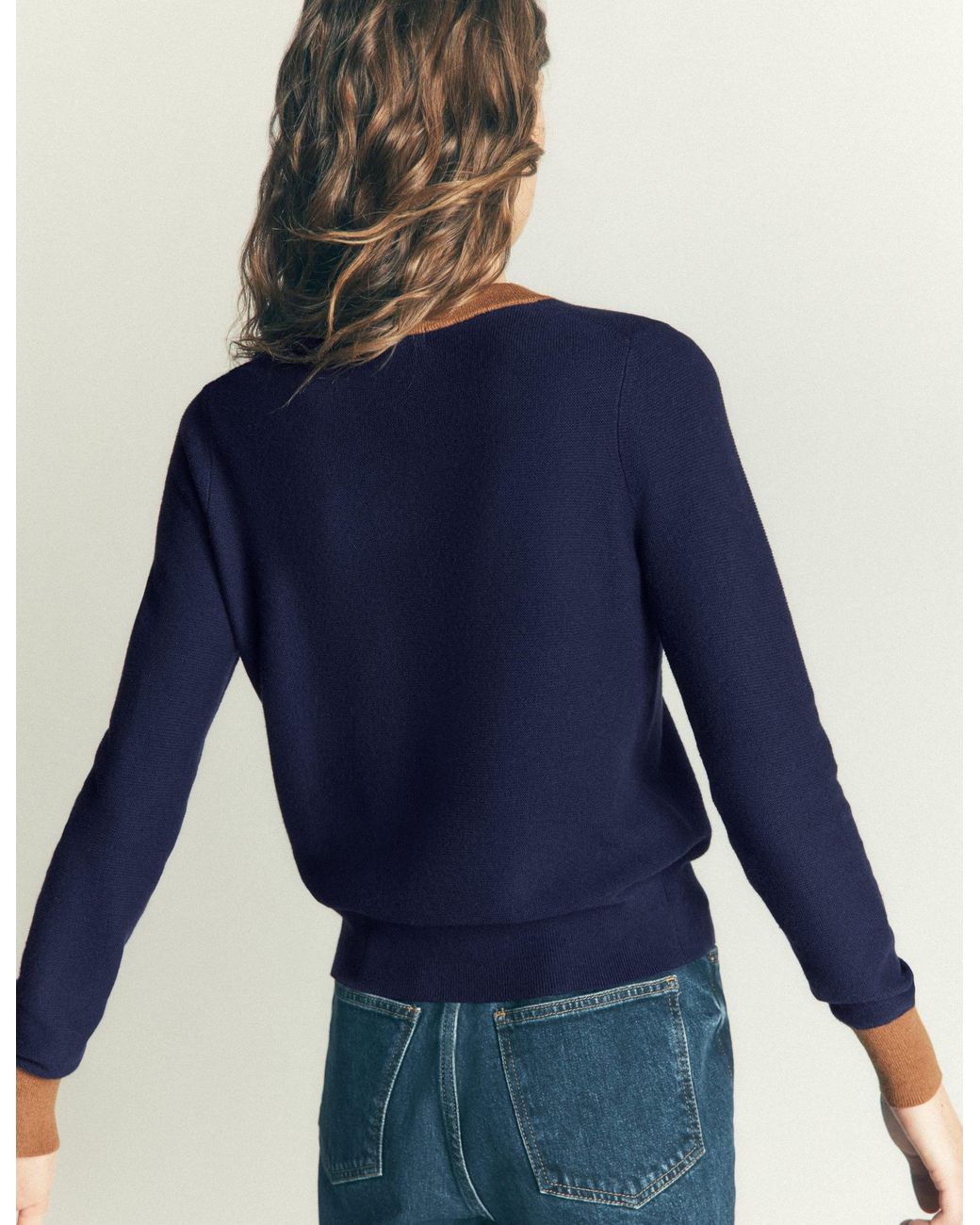 Boden Blue Grace Colour Block Cardigan