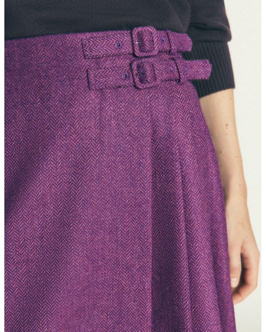 Boden Purple Vera Double Buckle Kilt