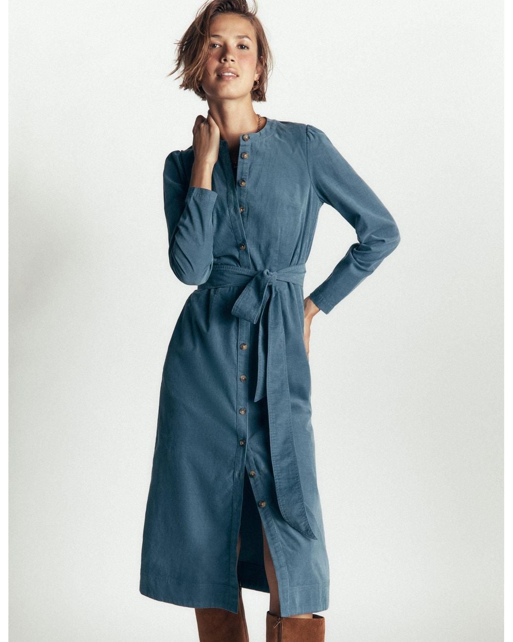 Boden Purple Louise Cord Midi Shirt Dress