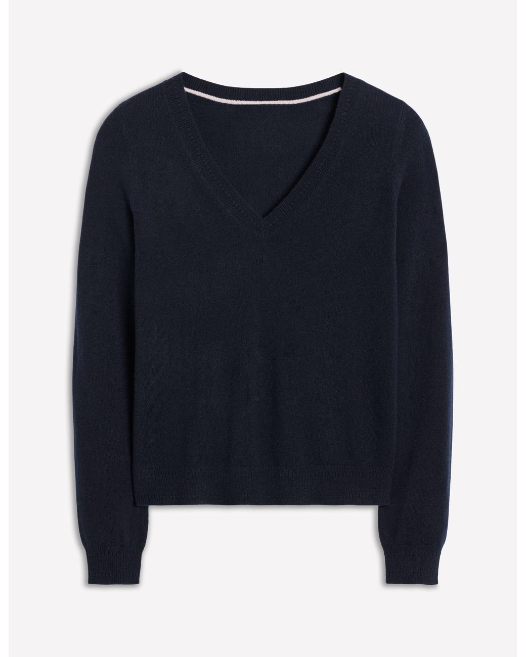 Boden Black Catriona Cotton V-neck Jumper