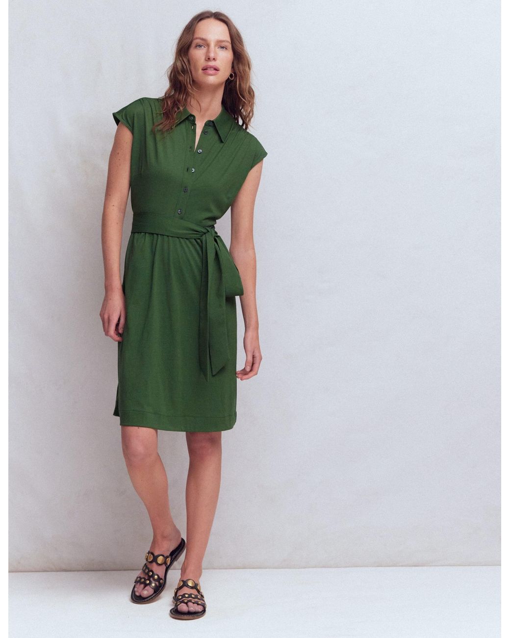 Boden Green Honor Short Jersey Shirt Dress