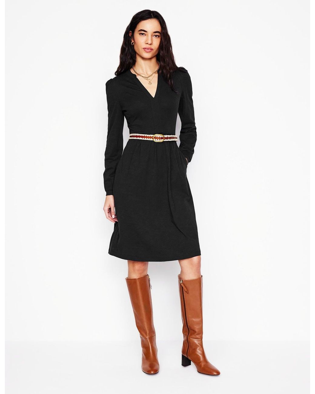 Boden Black Naomi Relaxed Jersey Dress