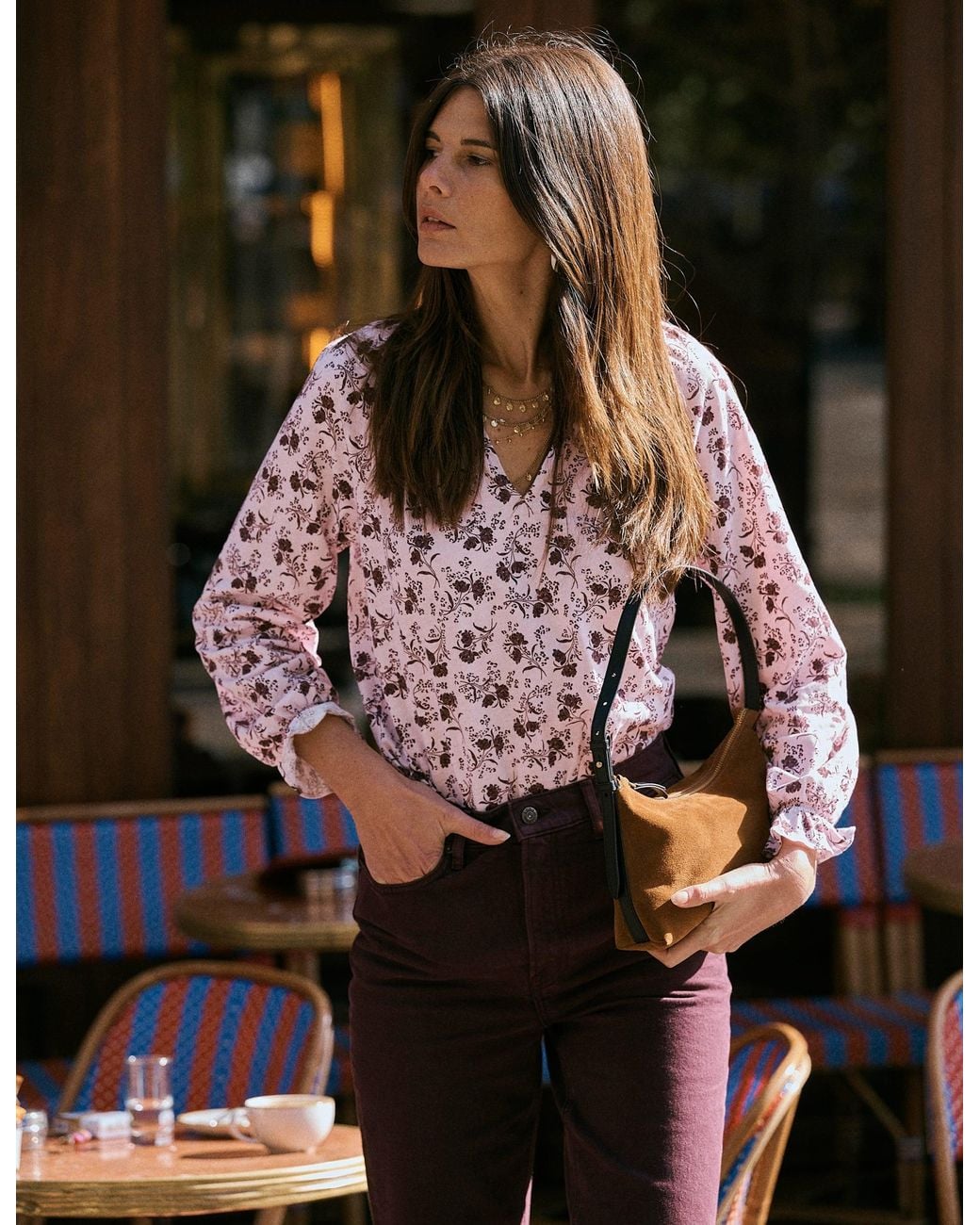 Boden Pink Pia Ruffle Detail Top