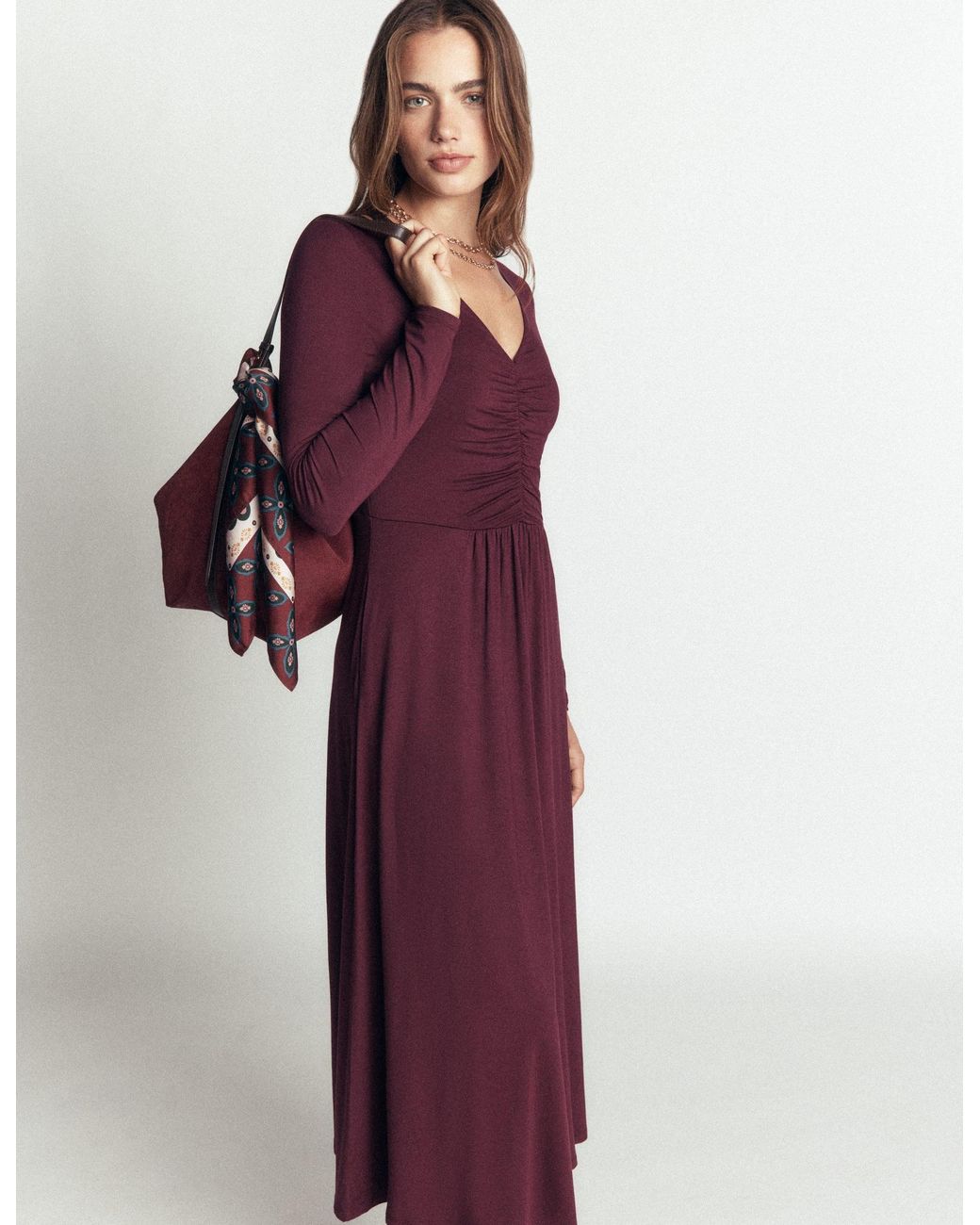 Boden Purple Jasmine Ruched Jersey Dress