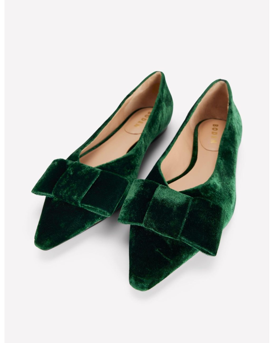 Boden Green Nigella Bow Pointed Flats