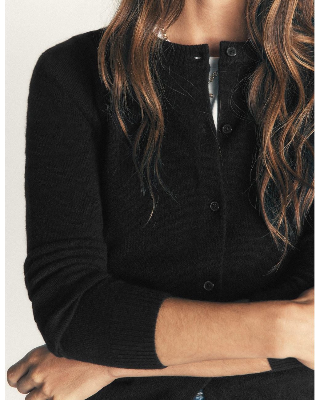 Boden Black Elsie Cashmere Crew Cardigan