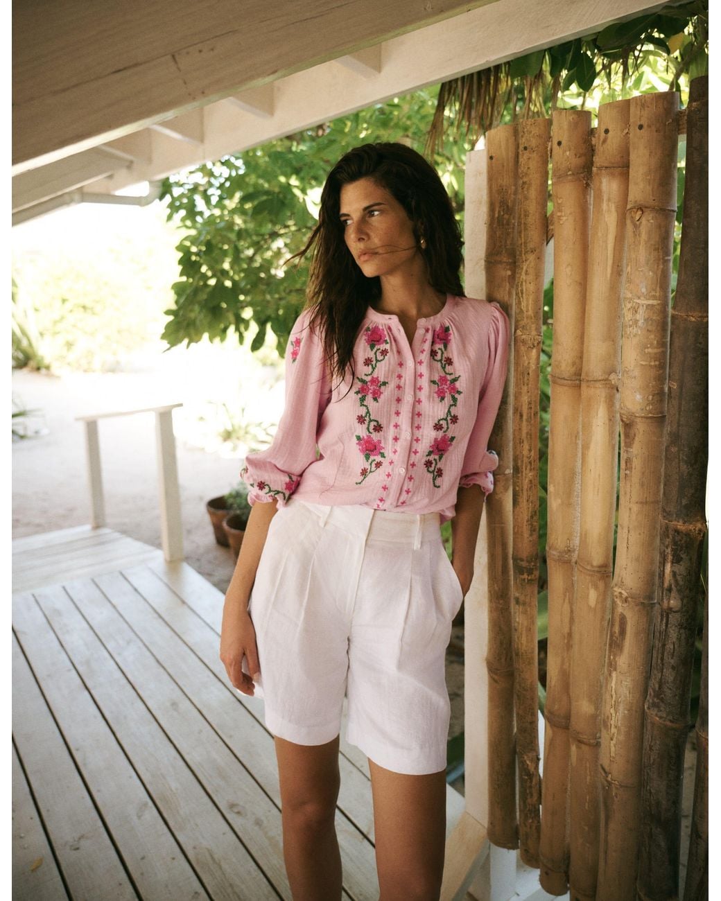 Boden Green Camille Double Cloth Top