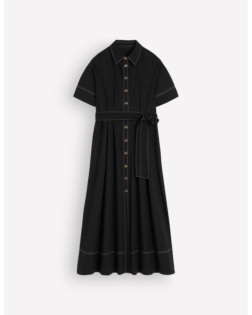 Boden Black Sarah Cotton Midi Shirt Dress