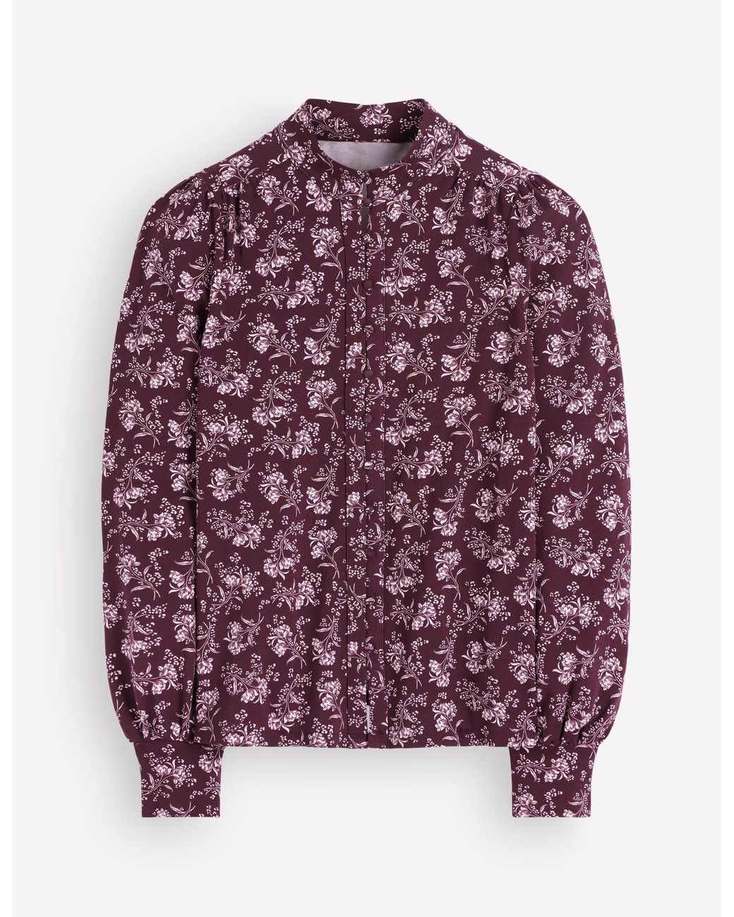 Boden Green Isla Funnel Neck Button Blouse