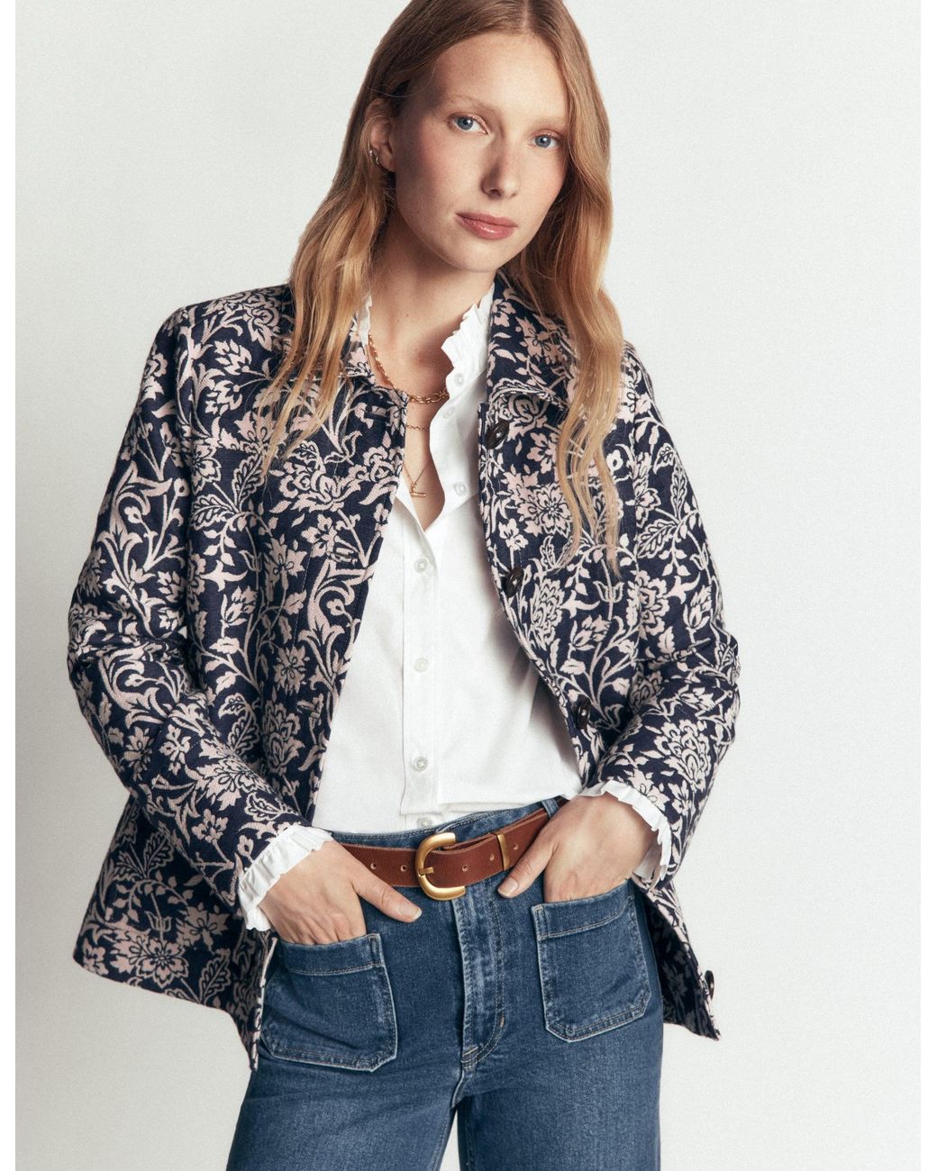 Boden Blue Fife Jacquard Chore Jacket