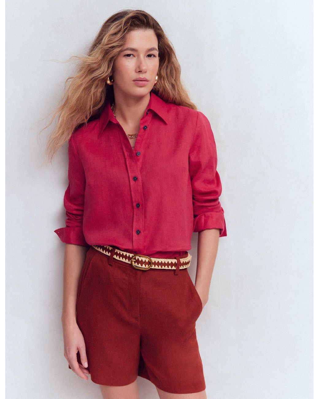 Boden Pink Sienna Linen Shirt