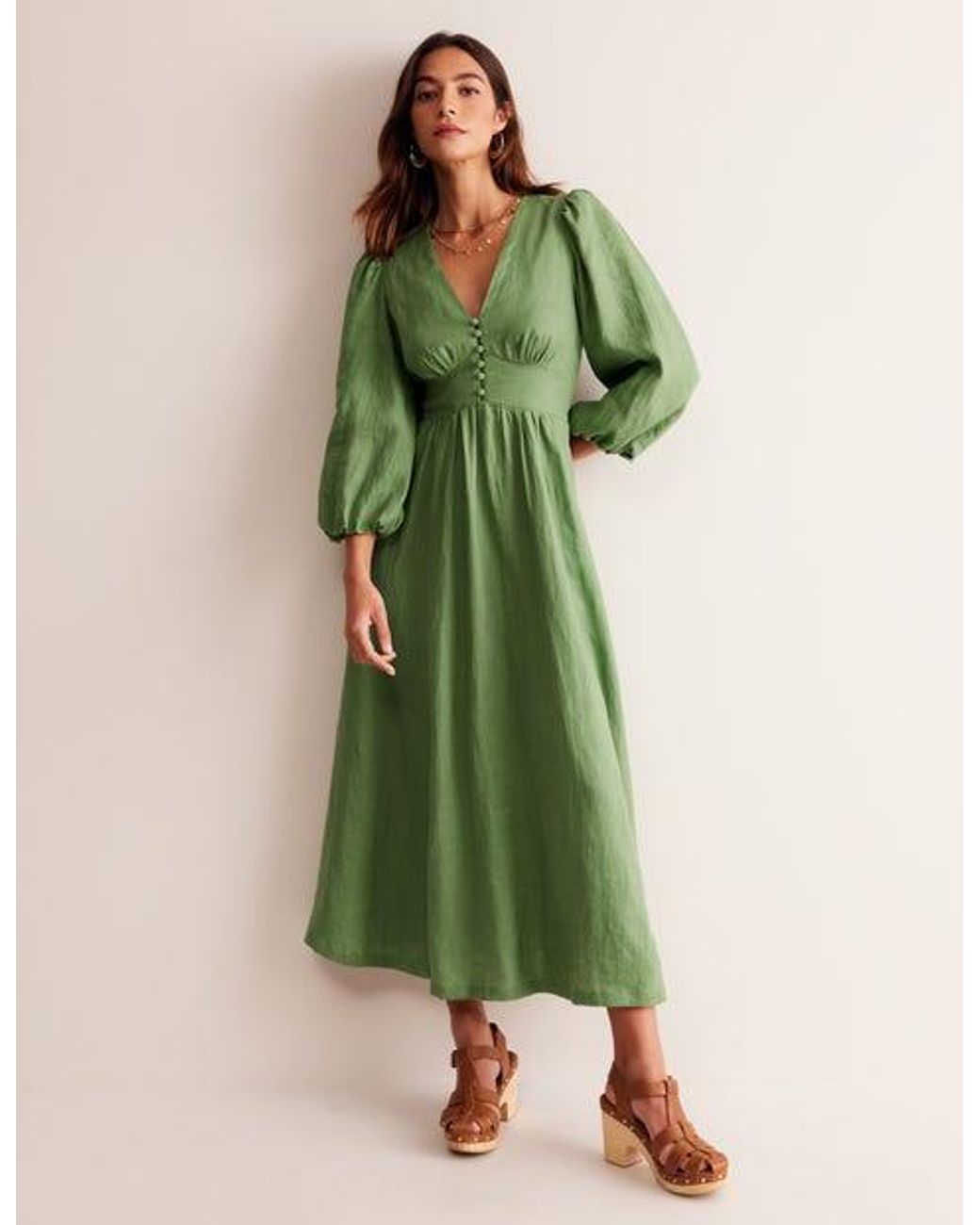 Boden Lola Blouson Maxi Dress in Green | Lyst