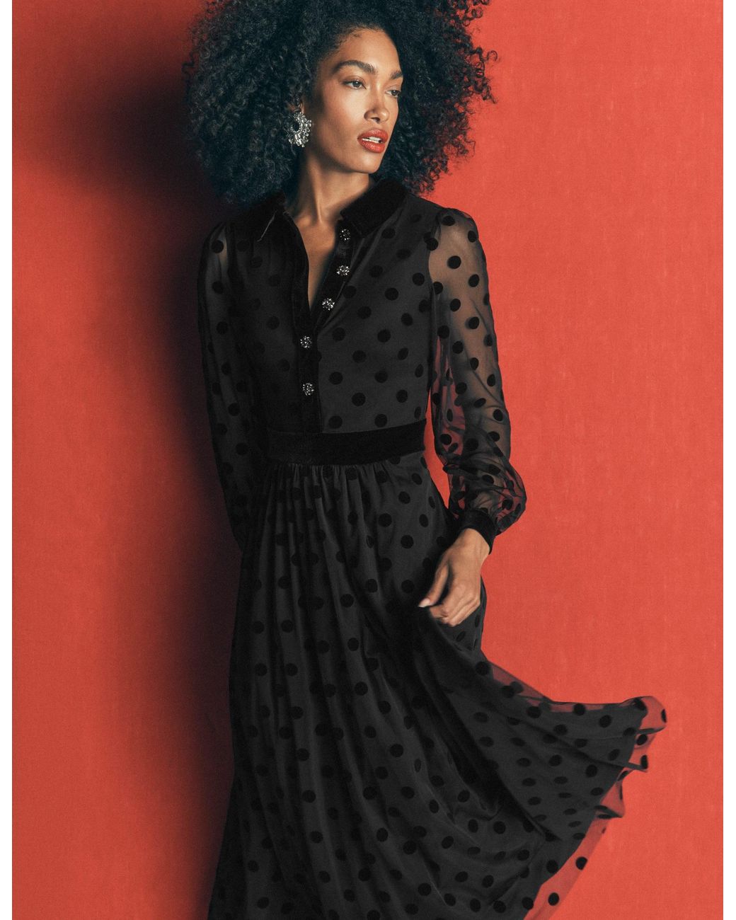 Boden Black Contrast Detail Tulle Dress