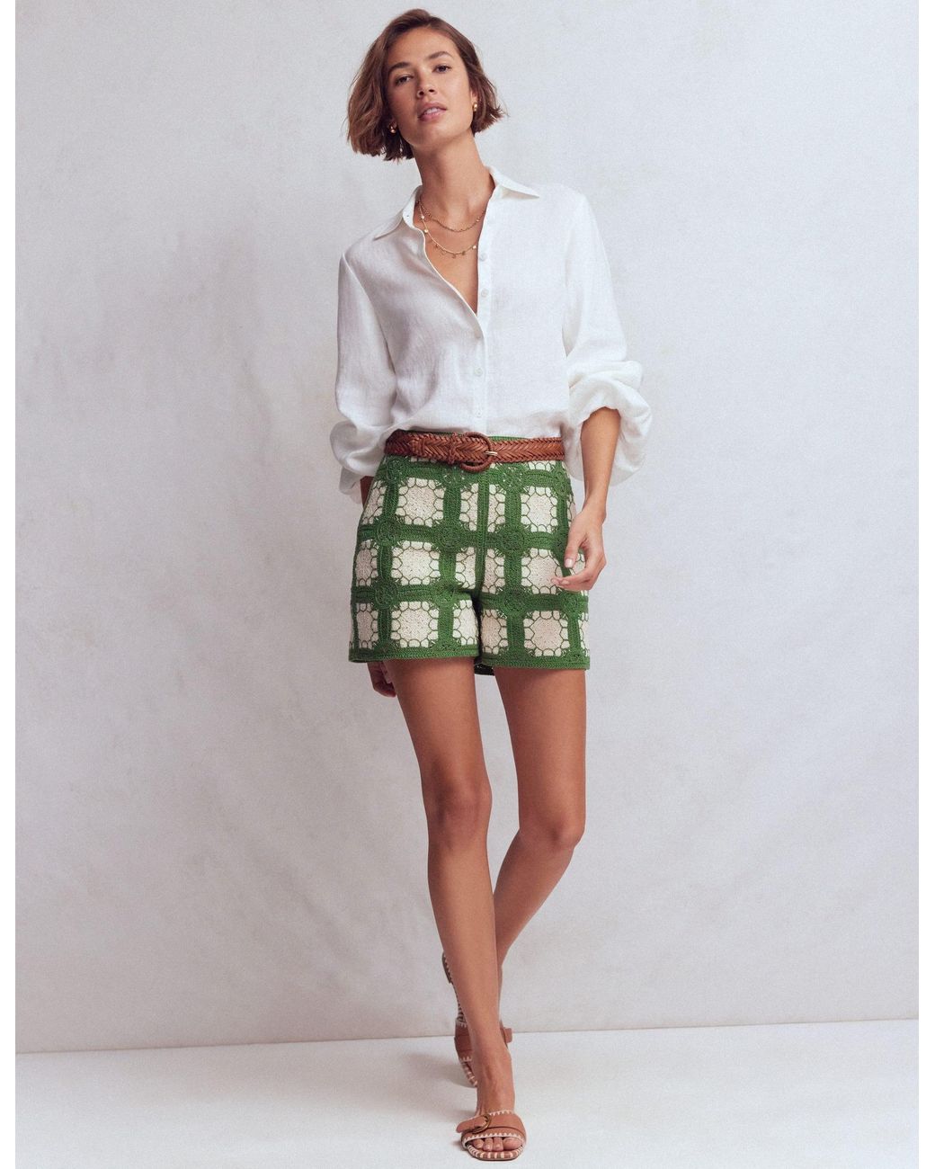 Boden Green Crochet Shorts