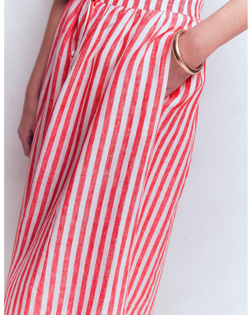 Boden Red Emma Linen Maxi Skirt