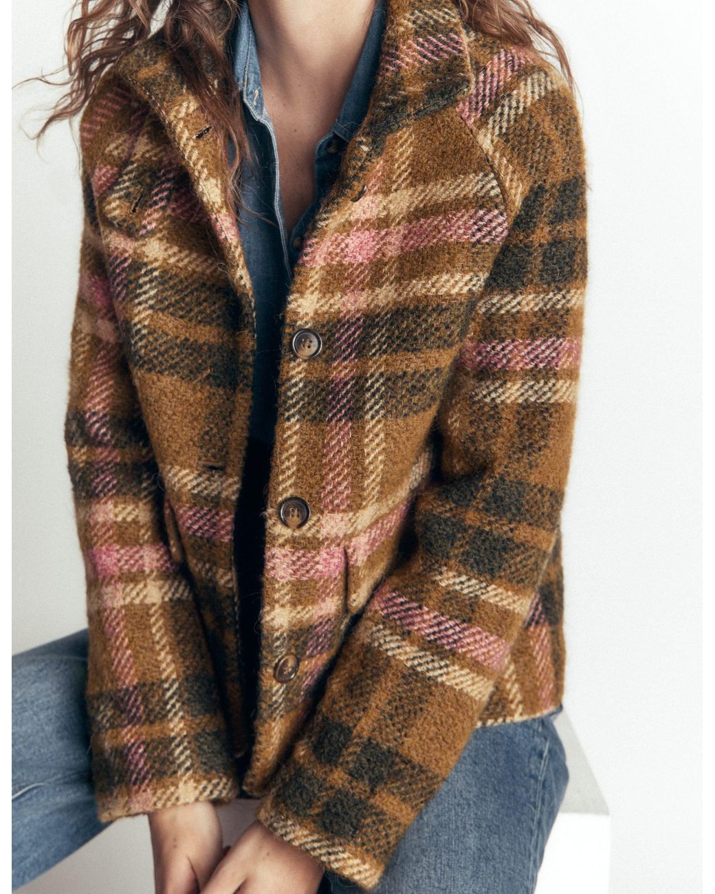 Boden Natural Short Funnel Neck Wool Coat