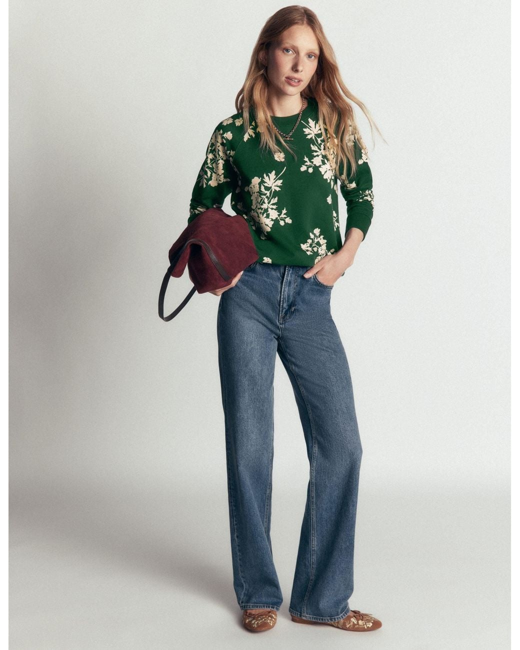 Boden Green Rosa Printed Sweatshirt