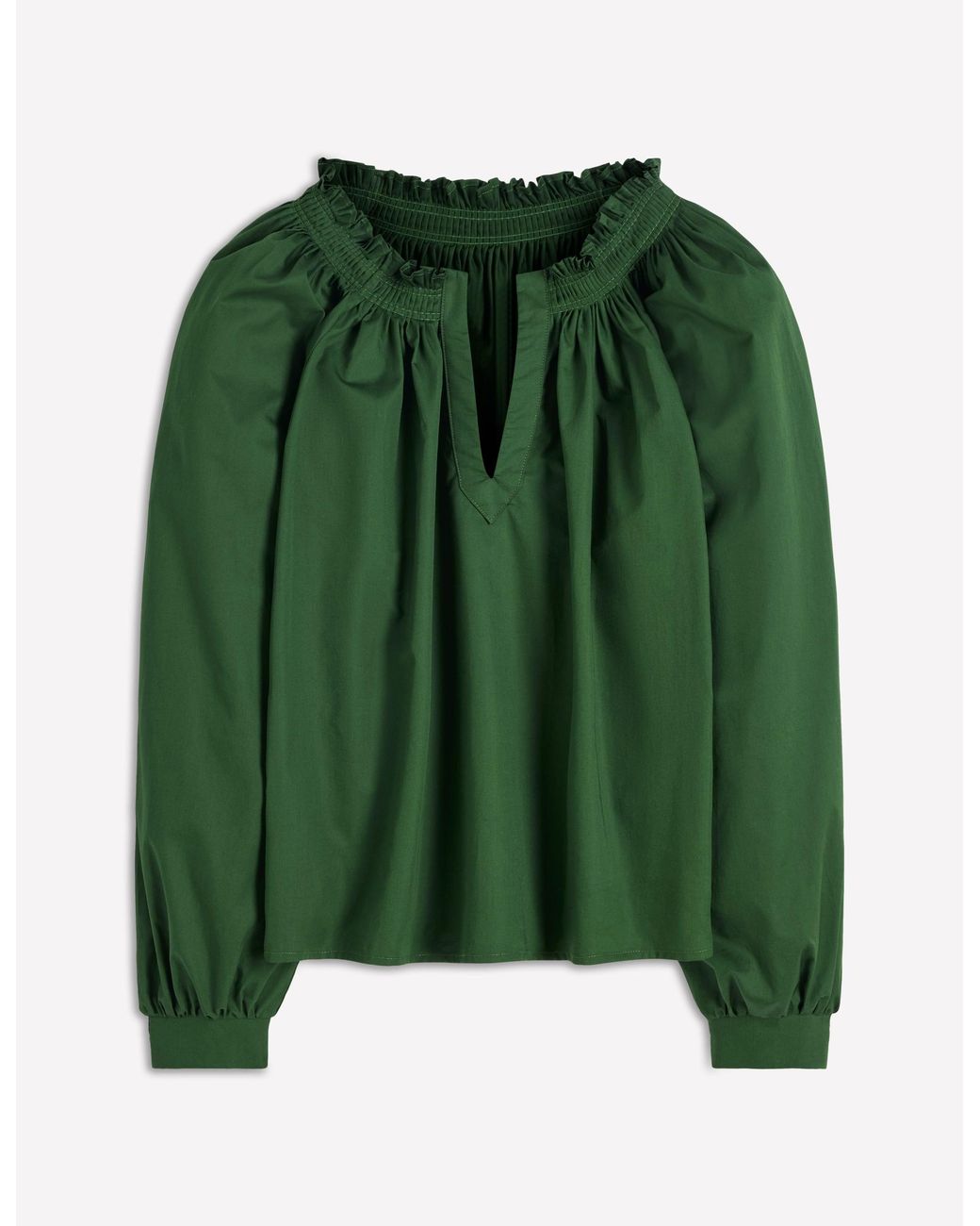 Boden Green Serena Pleat Neck Top