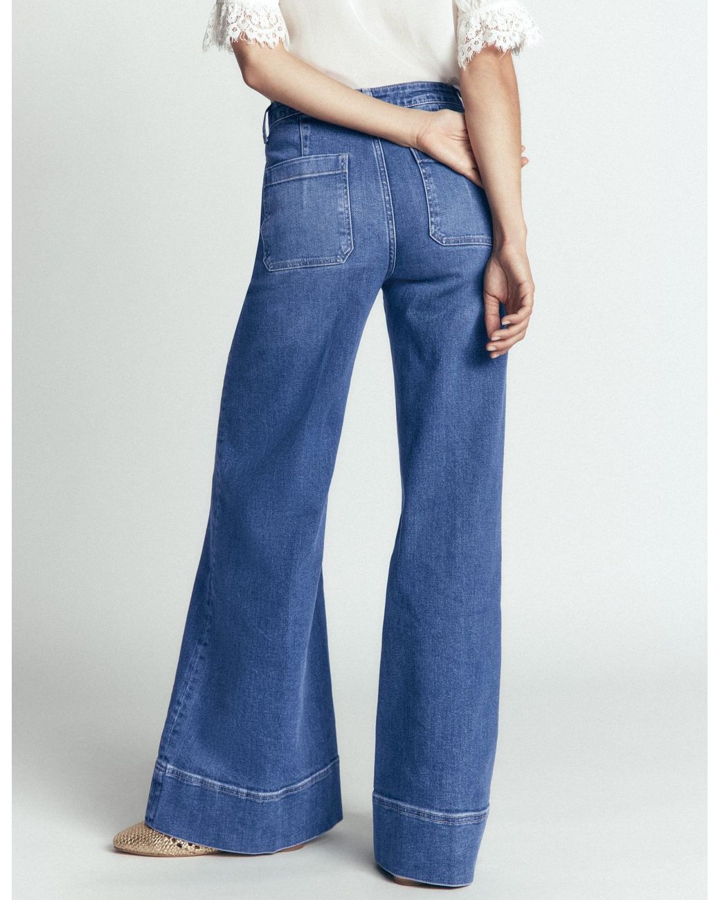 Boden Blue Patch Pocket Flare Jeans