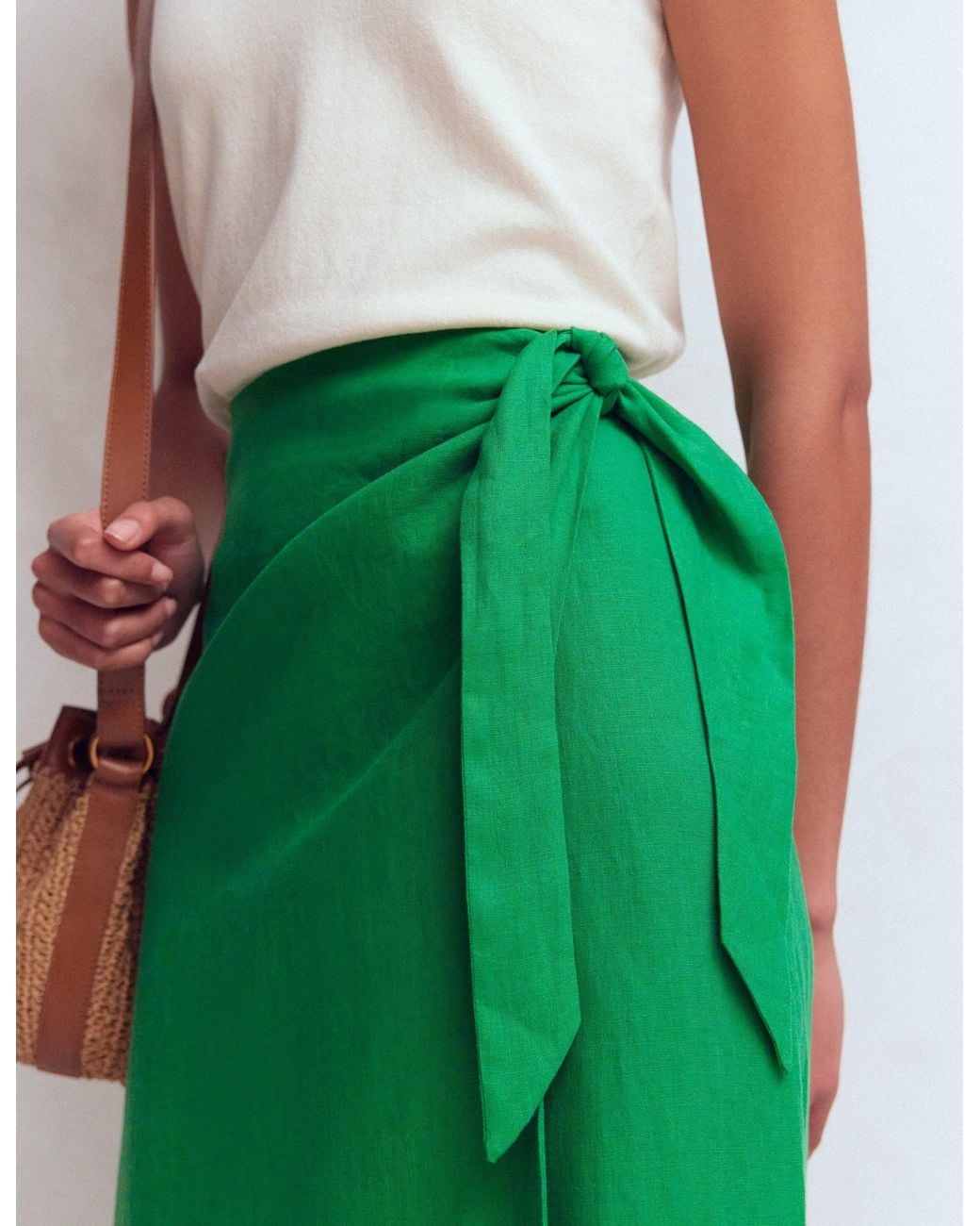 Boden Green Dimitra Linen Column Skirt