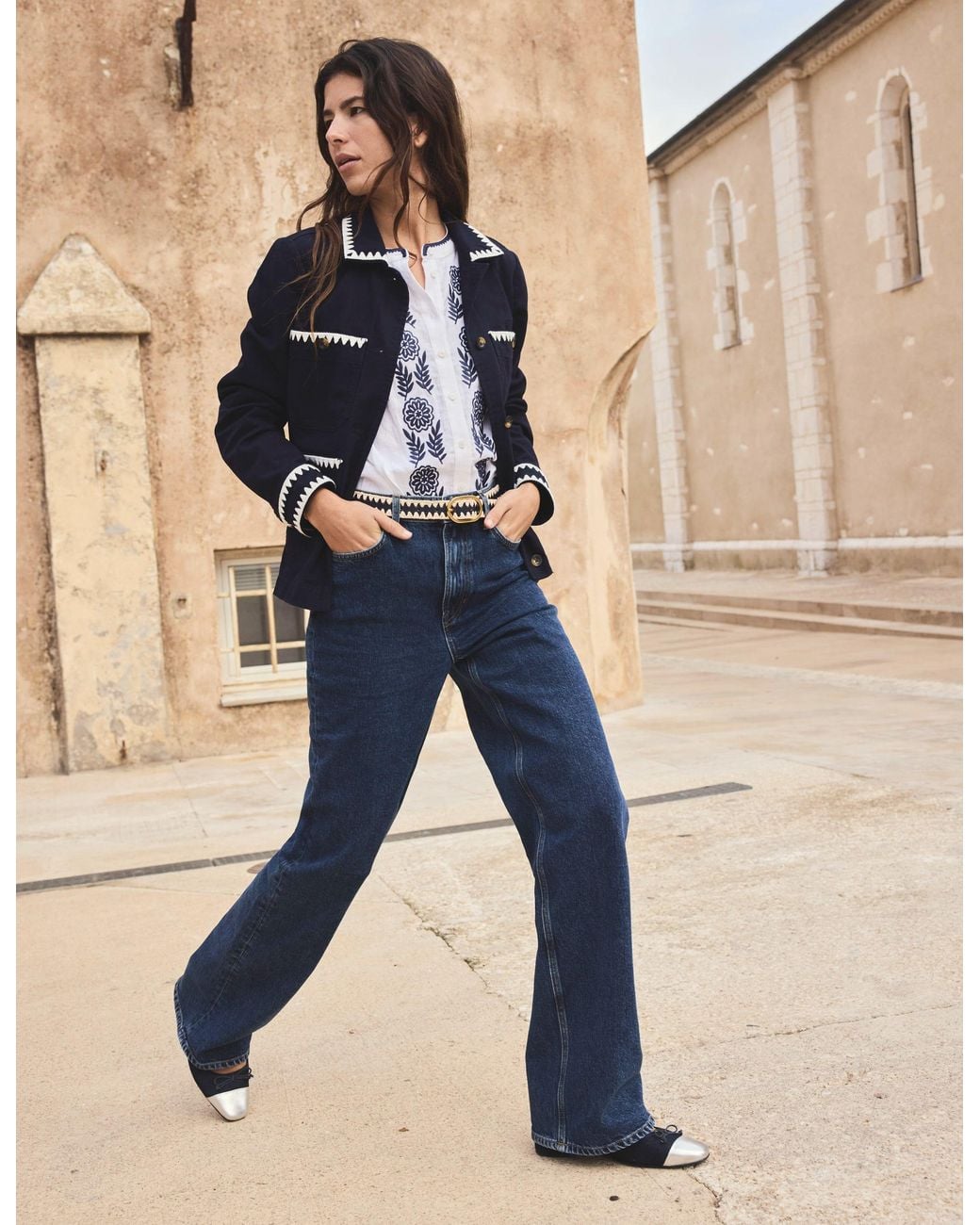 Boden Blue High Rise Column Leg Jeans