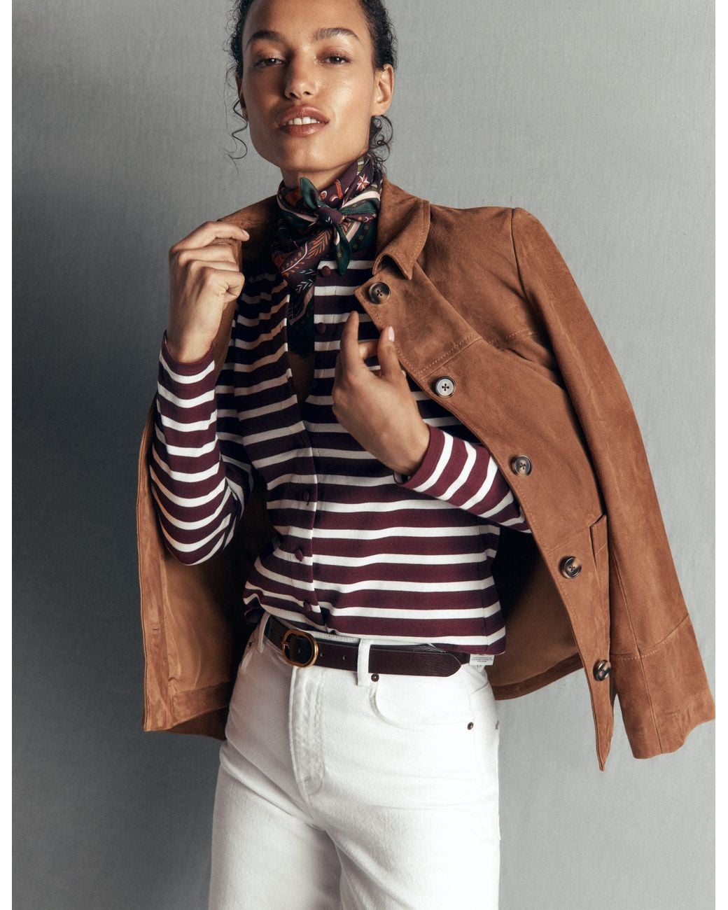 Boden Brown Iris Puff Sleeve Mariner