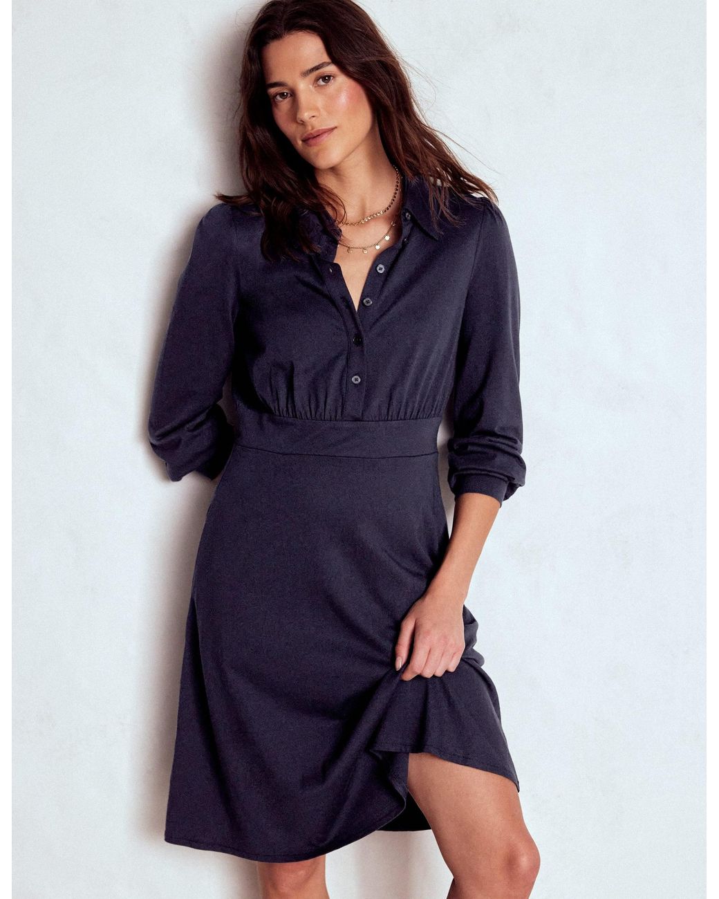 Boden Blue Orla Short Jersey Shirt Dress