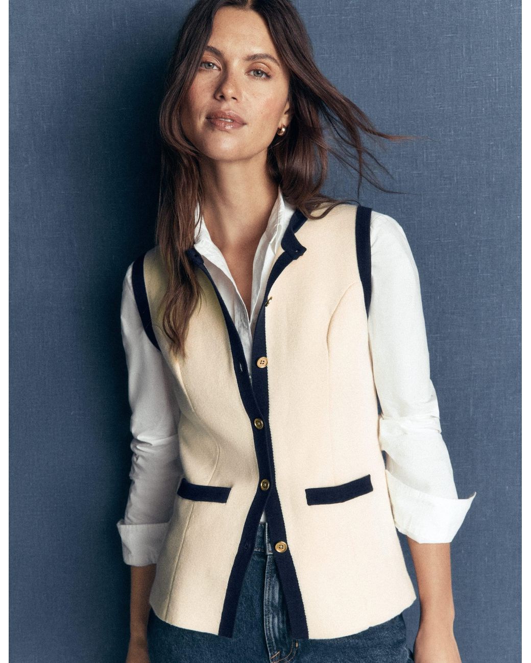 Boden Natural Crew Milano Knit Waistcoat