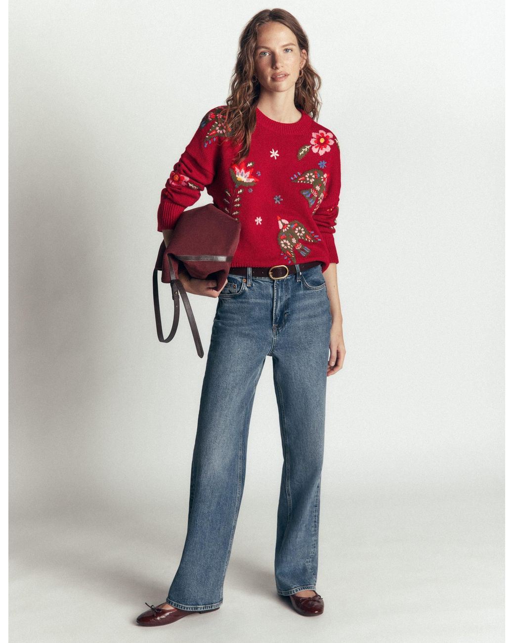 Boden Ella Embroidered Knit Sweater