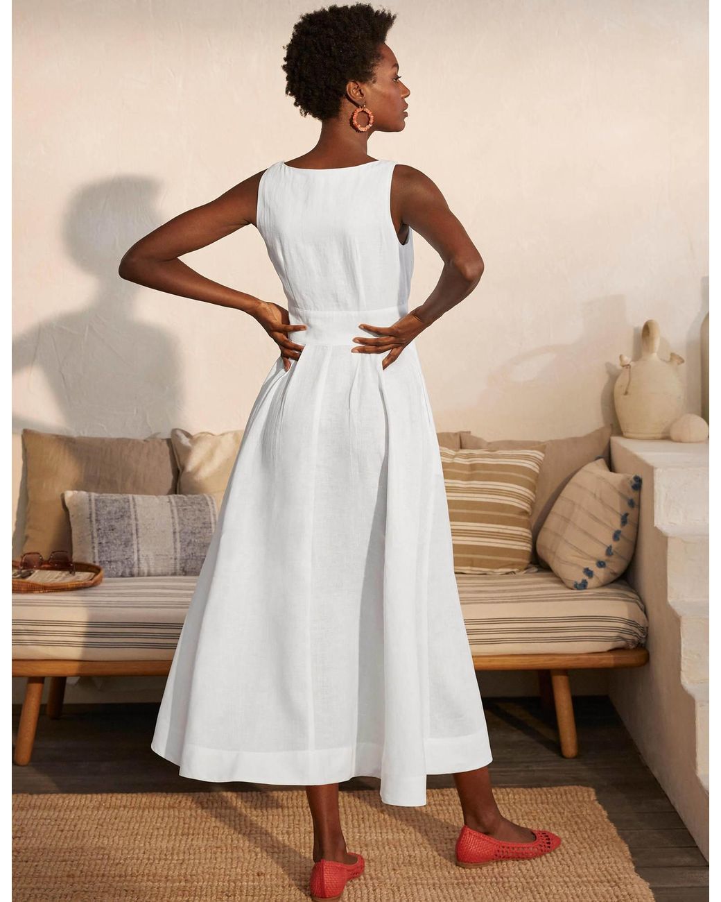 Boden Jemima Linen Midi Dress , in White - Lyst