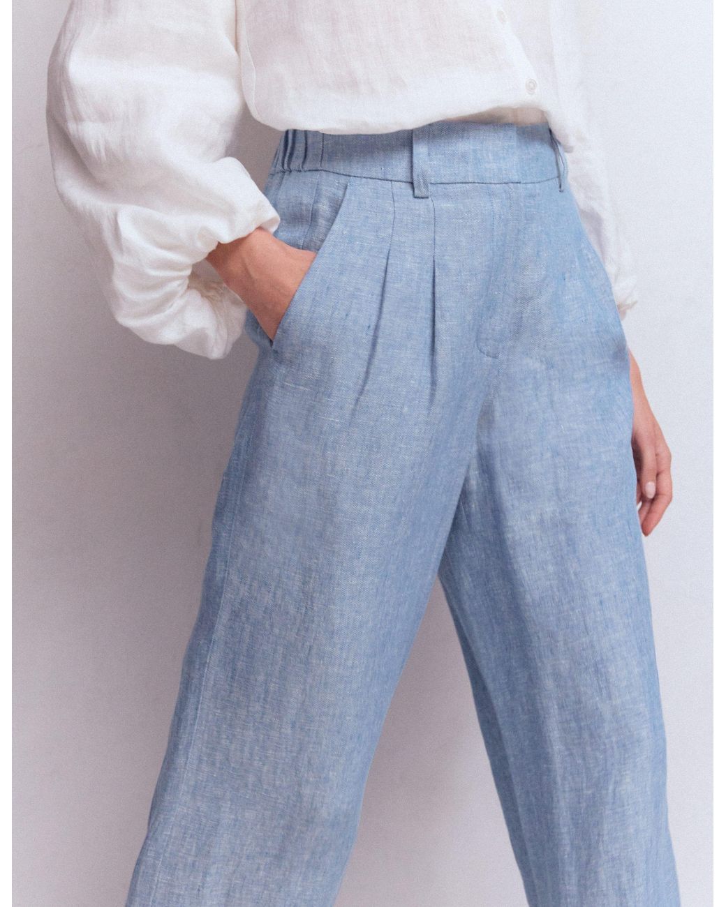 Boden Blue Kensington Linen Trousers