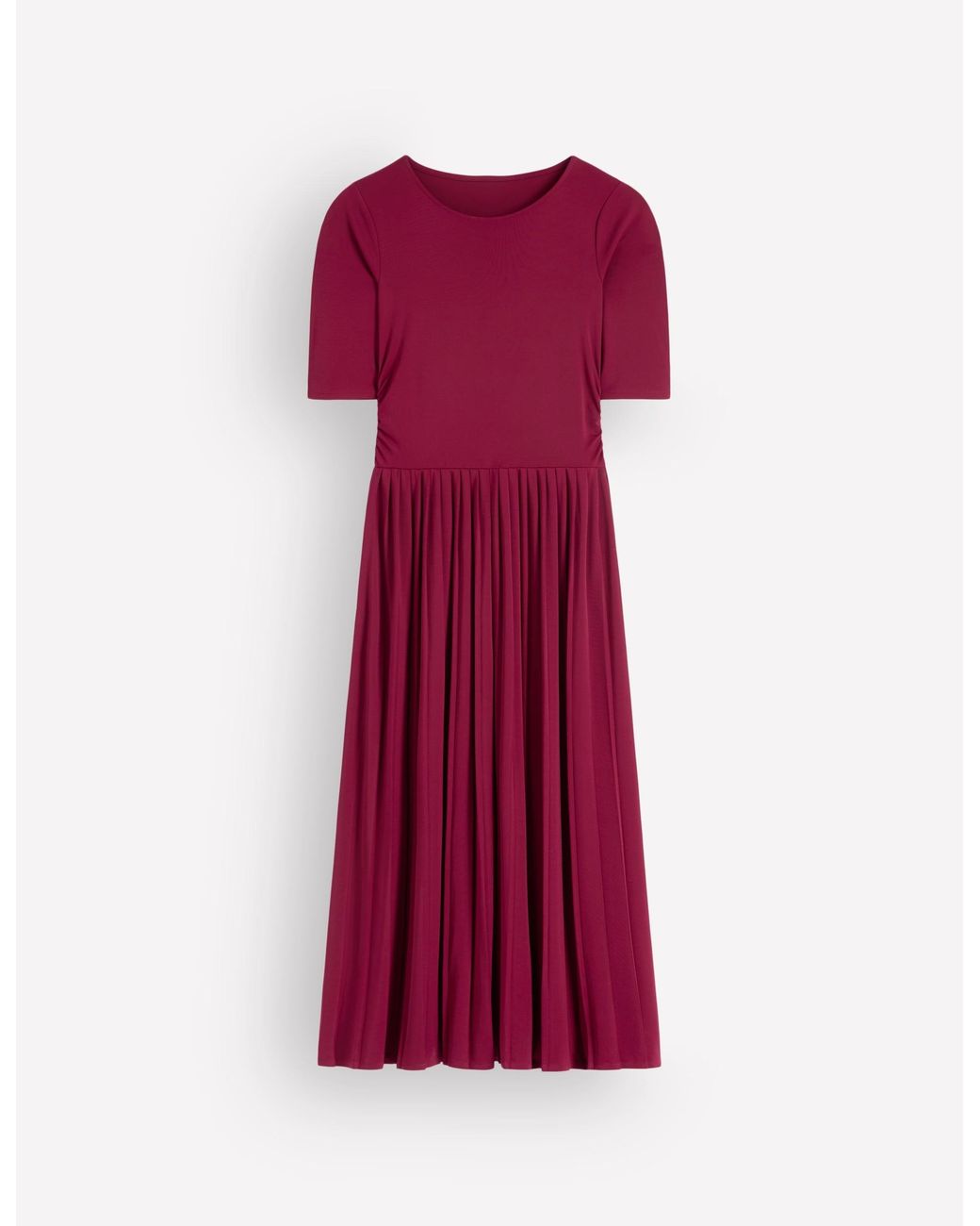 Boden Red Pleated Jersey Midi Dress
