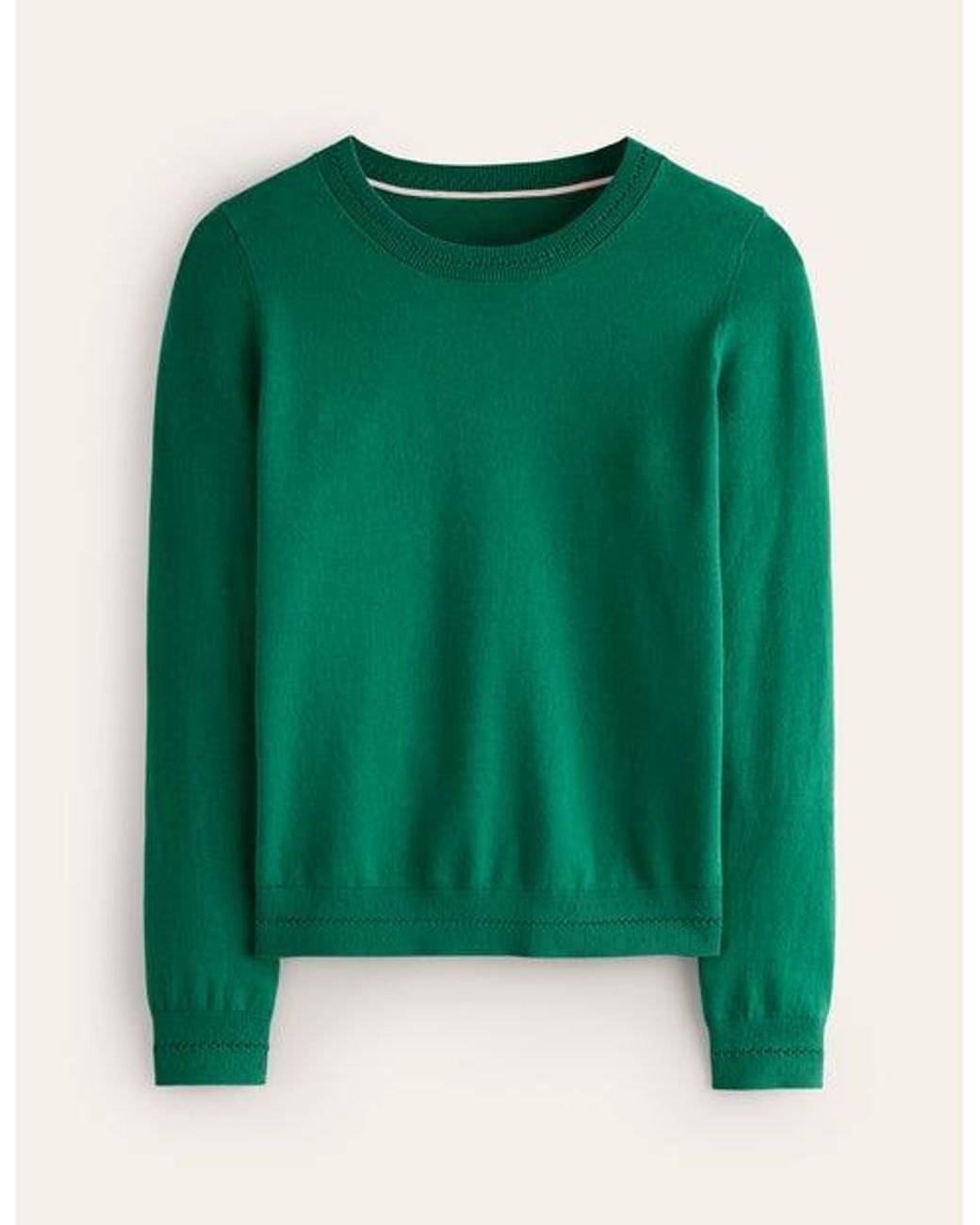 Boden Catriona Cotton Crew Jumper in Green Lyst