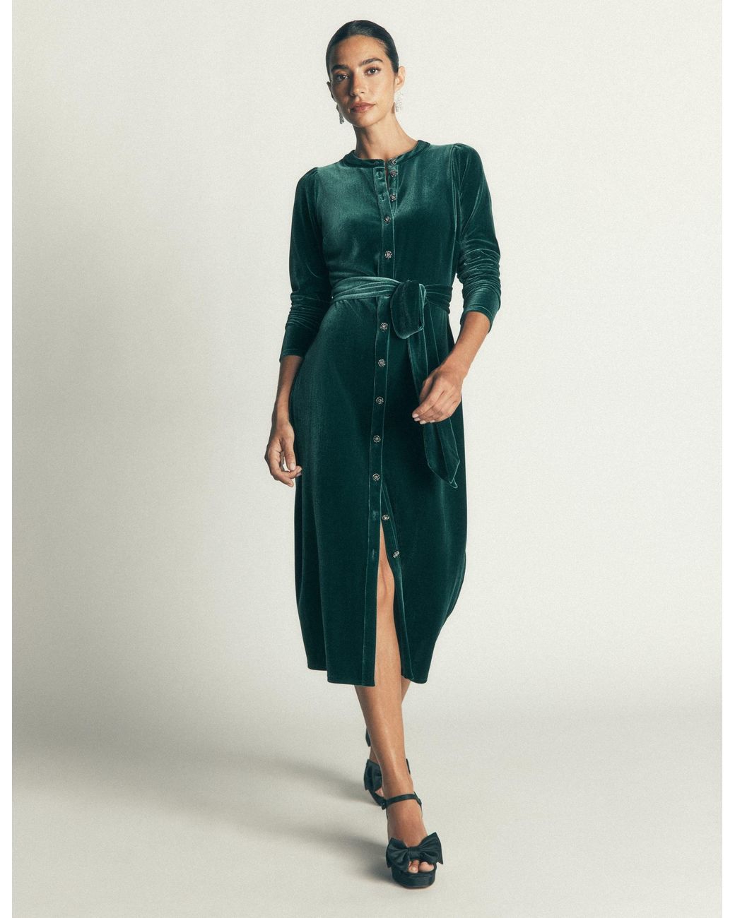 Boden Blue Honor Column Velvet Midi Dress
